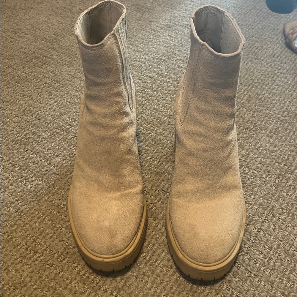 Dolce Vita Beige Suede Platform Boots